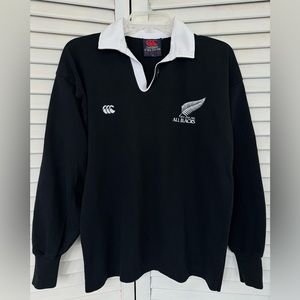 Vintage 90s ALL BLACKS Canterbury of New Zealand Rugby Shirt Jersey, 40 M Medium